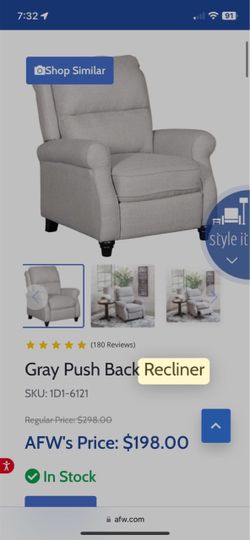 Gray Push Back Recliner Chair
