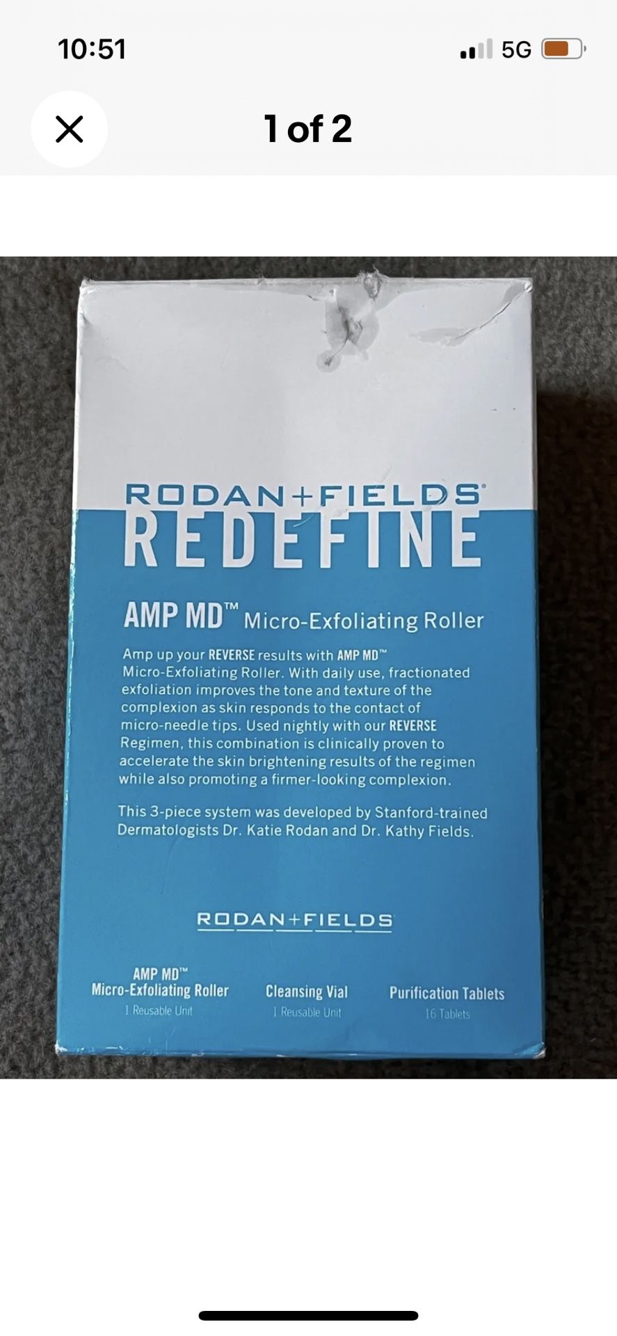 Rodan and Fields REDEFINE Cleansing Vial + AMP MD Micro-Exfoliating Roller