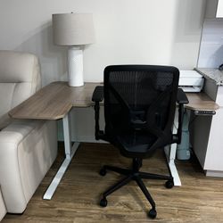 Height Adjustable L-Shape Standing Desk And Chair