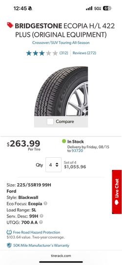 Used tires 225/55R19 Bridgestone