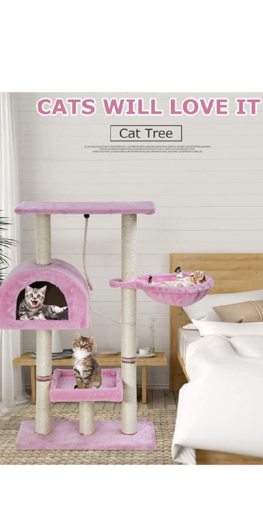 Brand new in box 4 ft tall cat tree pink