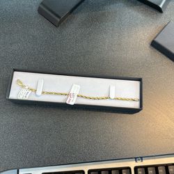 14kt Gold Diamond Cut Rope Bracelet 
