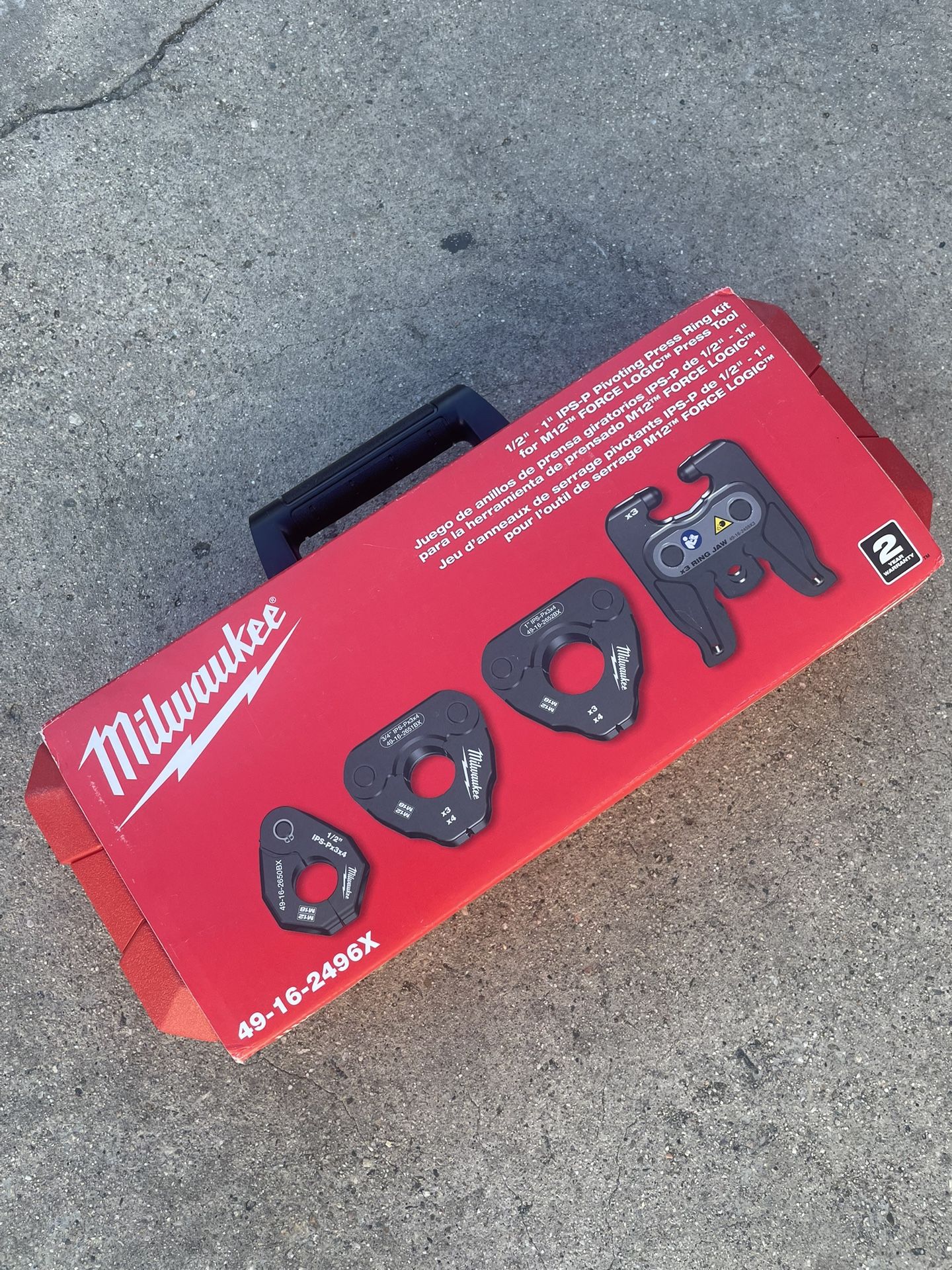 Milwaukee 1/2 in. - 1 in. BIP IPS-P Pivoting Iron Pro Press Ring Kit for Gas Pipe M12 FORCE LOGIC ProPress Press Tool $1599 New