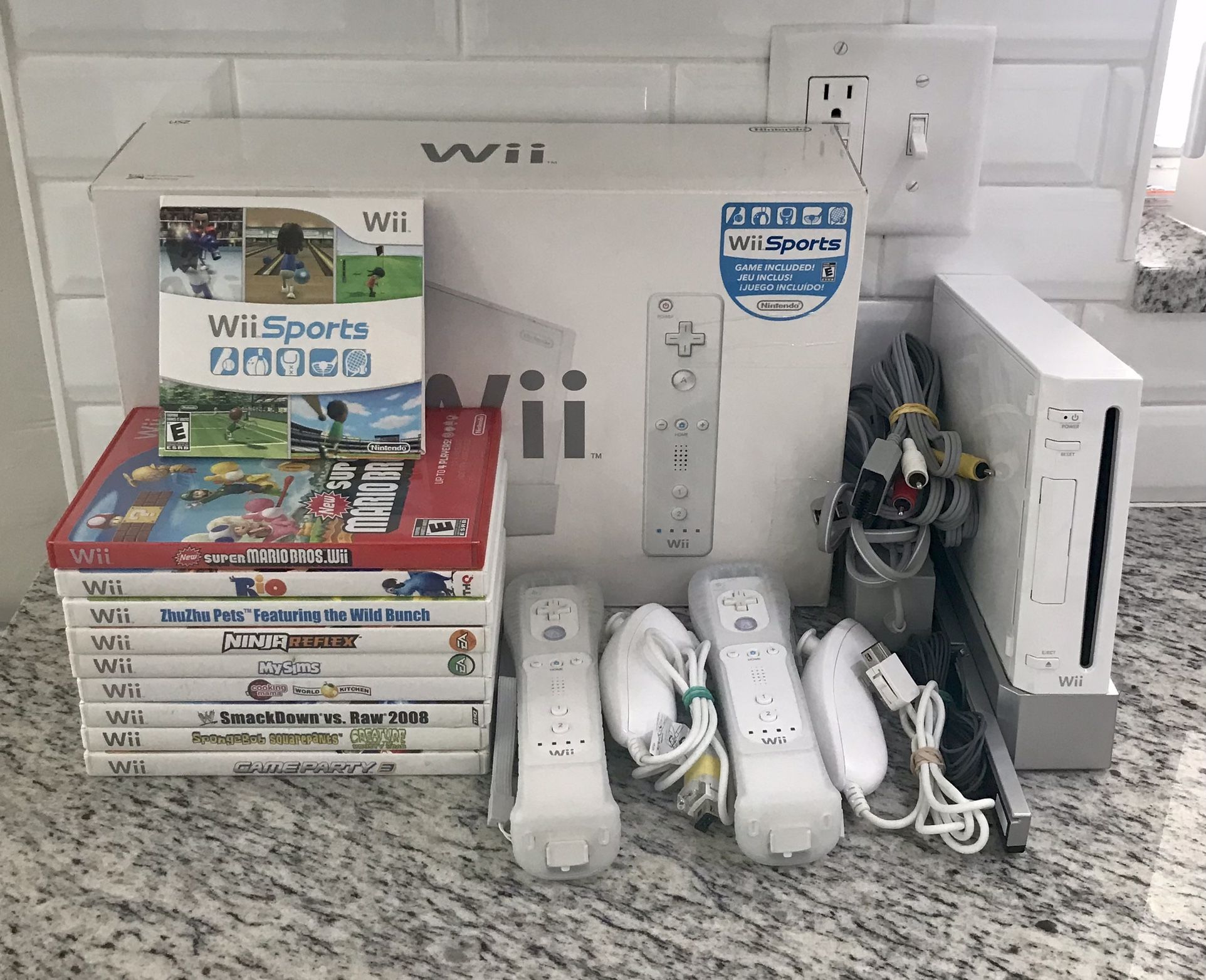 Nintendo Wii with Controllers and Games