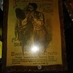 Vintage 1900s Barbershop Pears Soap Posters Incased On Wood