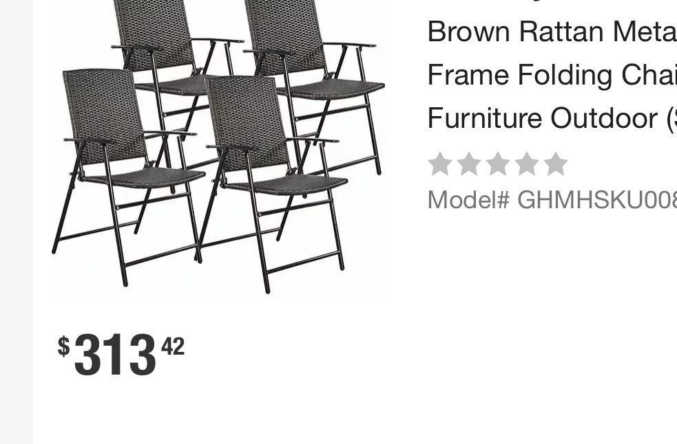 BRAND NEW SET OF 4 Chairs Brown Folding Rattan Chairs Furniture Outdoor Indoor Camping Garden Pool