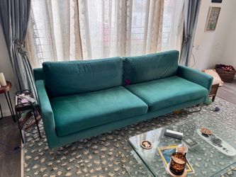 All Modern Green Velvet Sofa