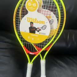 Two New Wilson 21" Federer Youth Age 5-6 Tennis Racket-3 1/2"
