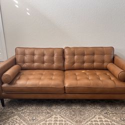 Harstine Brown Leather Couch