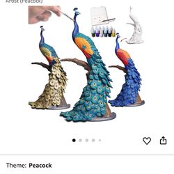 DecorSmart Figurine Arts and Craft Kits for Adults, 3D DIY Kits Hobbies for Adults Women Paint by Numbers Kit for Adults Gifts for Artist (Peacock)