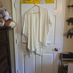 White Eileen Fisher knit sweater cape poncho