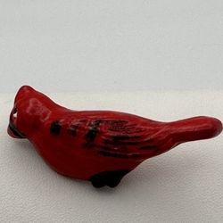 Wooden Male Cardinal Bird Pin Brooch Small