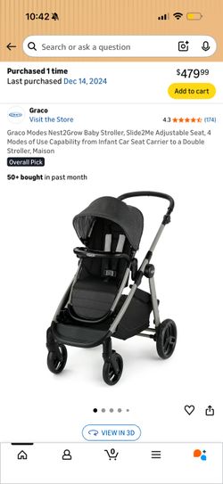 Graco Nest2Grow stroller with Adjustable seat.