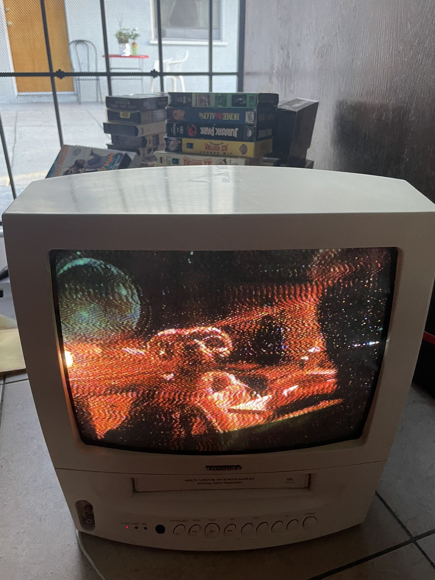 Retro Toshiba VHS TV With about 100 Vhs Included