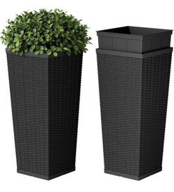 Resin Tall Planters for Outdoor Plants Set of 2