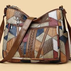 Women’s Elegant Vintage Crossbody Bag Trendy Multi-Pocket Shoulder Handbag Purse