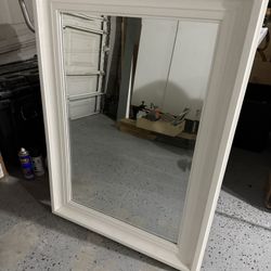  Wooden Framed Wall Mirror for Bathroom, White Wood Vanity Rectangle Mirror for Over Sink, Waterproof