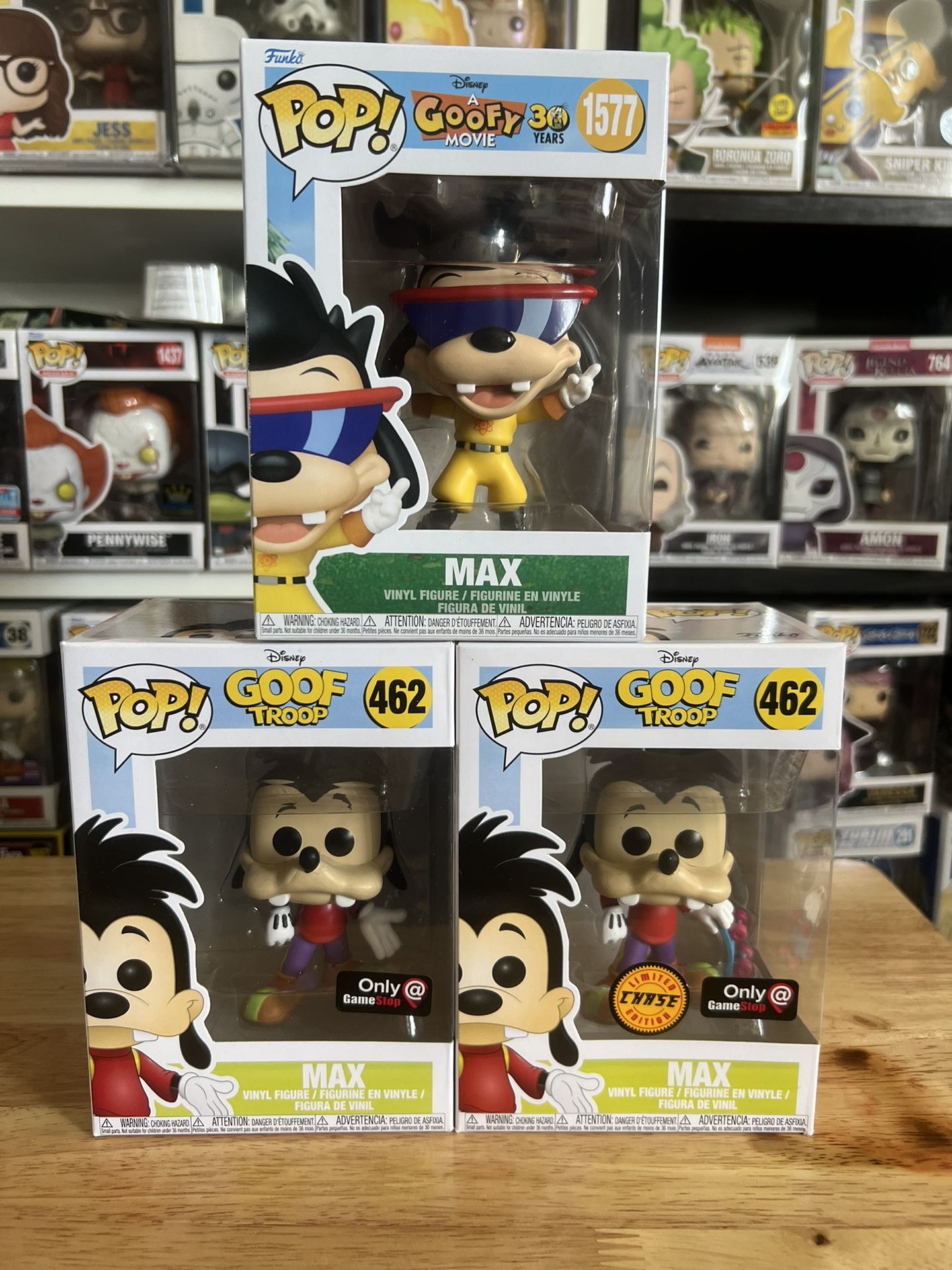 3 Max Goof Funko Pops CHASE w/ Skateboard as Powerline Goofy Movie #462 #1577