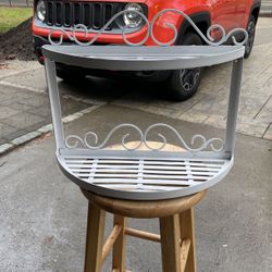 White Metal Shelf Unit 18” L 14” H 8” D