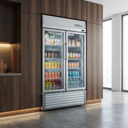 Premium Levella Commercial Display Refrigerator with Double Glass Door – 18 Cu.Ft., Holds 595 Cans, R290 Refrigerant (PRN185DX)