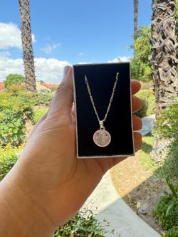 Chain Sterling silver 925 pendant virgen maria 18 in