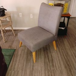Gray High Back Chair Wooden Legs, Intact