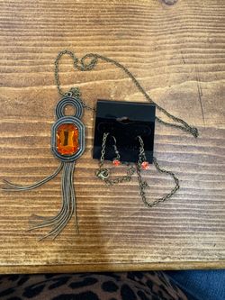 Long orange necklace