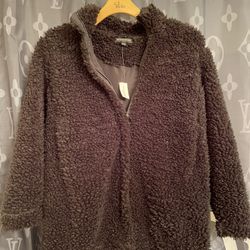 Banana Republic Teddy Jacket Oversized X-small Black W Pockets 