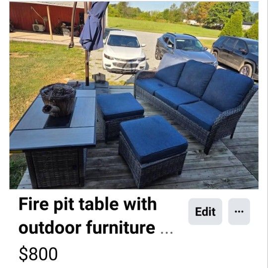 Outdoor Furniture With Fire Pit And Umbrella 