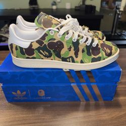 Adidas x BAPE Stan Smith 30th Anniversary – Green Camo – Size 9 – New in Box 🎉👟
