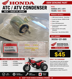 1980s Honda ATC, ATV, CONDENSER NEW.