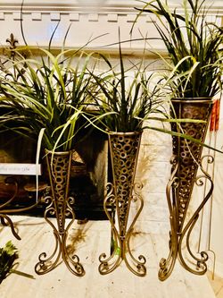 Elegant Set of 3 Decorative Metal Plant Stands