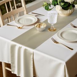 Satin Ivory Table Runner 12 x 108 Inches Pack of 10 Long Table Runner New