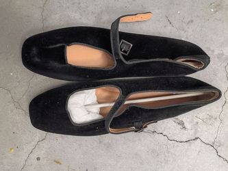 Black Velvet Mary Jane Flats
