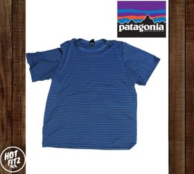 Patagonia men’s blue striped t shirt