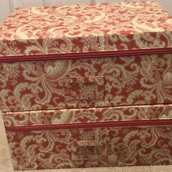 2 Cranberry Paisley Patterned Storage and Organizational Box