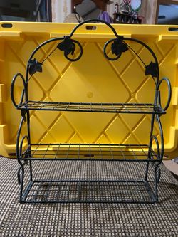 Green Black Leaf Wrought Iron Outdoor/Indoor Metal Stand 3 Tiers