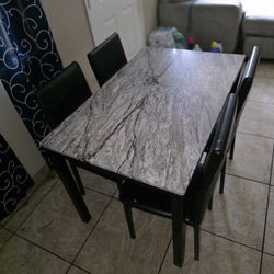 4 Chair Black Dining Table