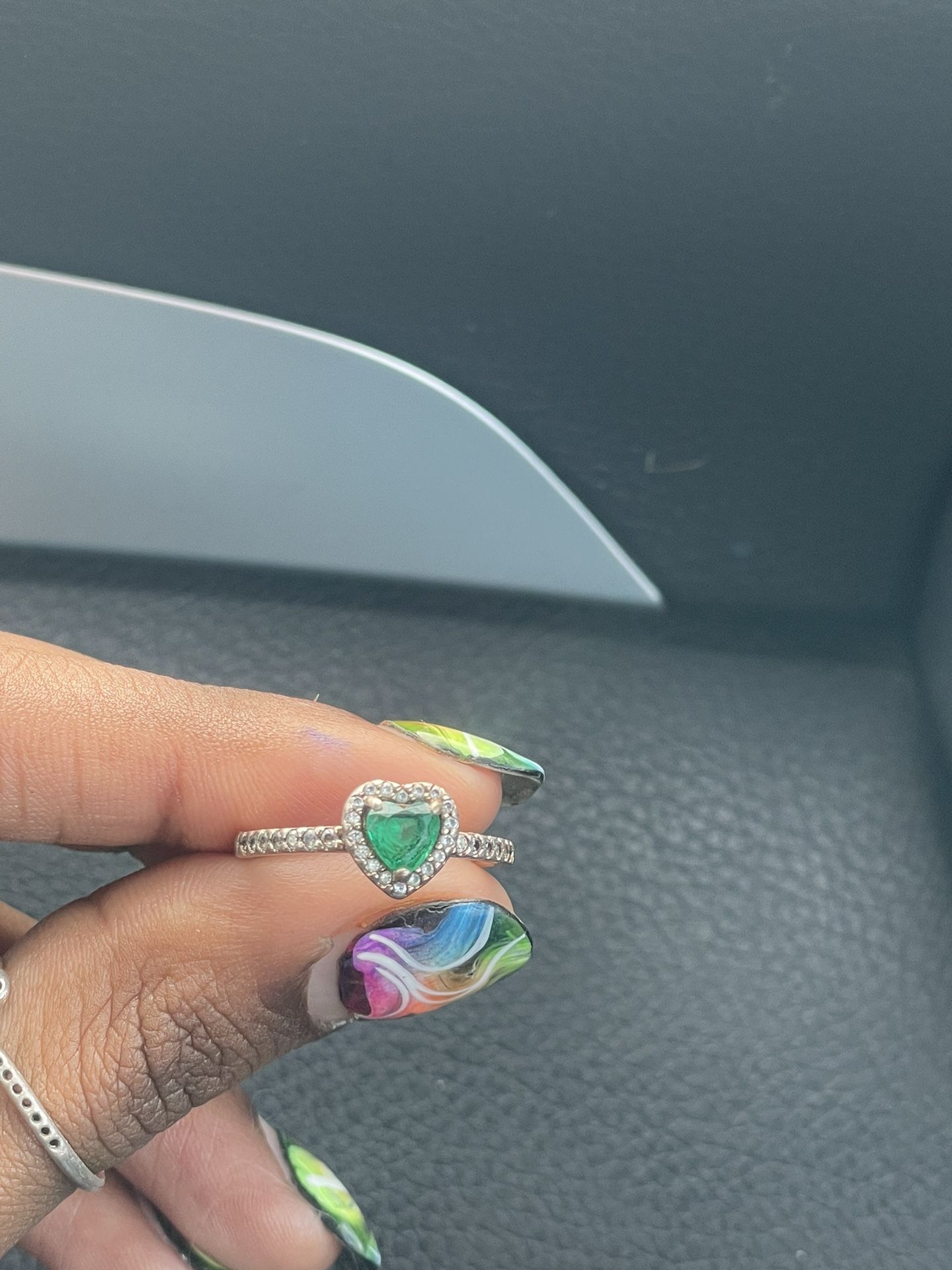 Green Heart Pendant Pandora Ring