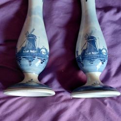 Delft Hand Painted Vases