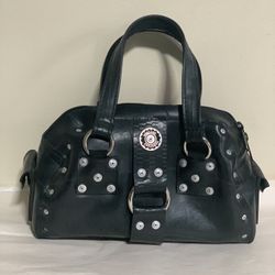 English Retreads Black Recycled Rubber Tire Handbag Rivet  Y2K Industrial Purse