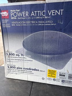 Master Flow 1500 CFM Black Power Roof Mount Attic Fan with Humidistat/Thermostat