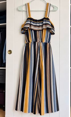 Striped Ruffle Wide-Leg Jumpsuit
