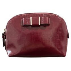 Coach Darcy Small Leather Cosmetic Zippered Bag Burgundy w/ Bow NWOT