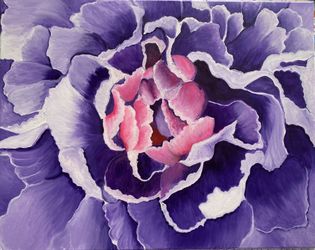 JULY 4 SALE!!!Purple Peony Flower Original Oil Painting 
