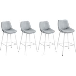 Bar Stools Set of 4, Bar Height Bar Stools with Back, Ergonomic Backrest, Synthetic Leather, Metal Legs, 28.5-Inch Tall Barstools for Kitchen Island H