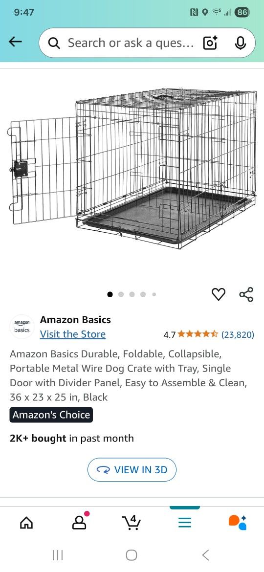 Dog Crate 36x23x25