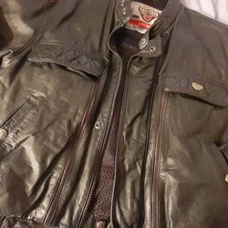 Vintage First Gear By Hein Gericke Mens Motorcycle Black Leather Jacket Size 44.