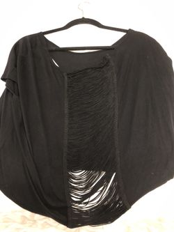 Lush Black shirt with fringe detail on back size small