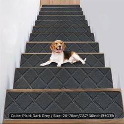 6pcs [Anti-Slip Stair Mats] Indoor Anti-Slip Stair Mats - Self-Adhesive Carpet Safe, Anti-Slip, Anti-Frost Feet, Suitable for Pets and Elderly, Washab
